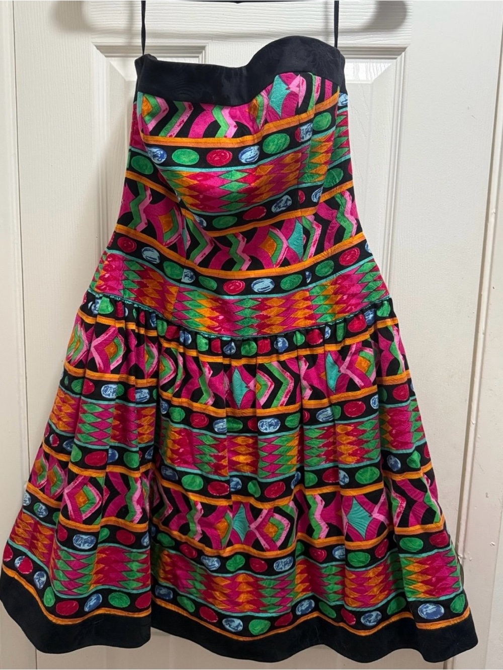 Vintage 80s A.J.‎ Bari Bright Colorful Geometric Dress